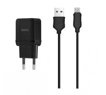                         Сетевое ЗУ USB Hoco C22A + кабель Micro USB (1USB/2.4A) черный#1635652