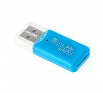 Картридер IRON Selection для TF Micro SD № 26 пластиковый (цвет голубой, в пакетике)#1641495