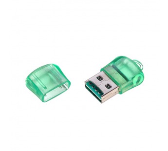 Картридер IRON Selection для TF Micro SD № 07 пластиковый (цвет зеленый, в пакетике)#1815643