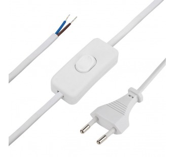 Шнур сетевой с выключателем, без розетки, кабель 2x0.75 мм², длина 1,8 метра, 2.5 A, белый "Rexant"#2114958