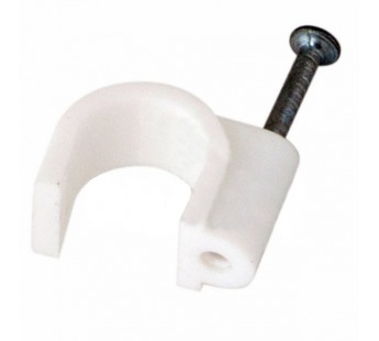 Крепеж кабеля Rexant Скоба круглая с гвоздём 12 мм (белая) (50 шт)#180770
