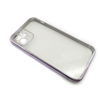 Чехол iPhone 12 Style Силикон Прозрачный Фиолетовый#2102157