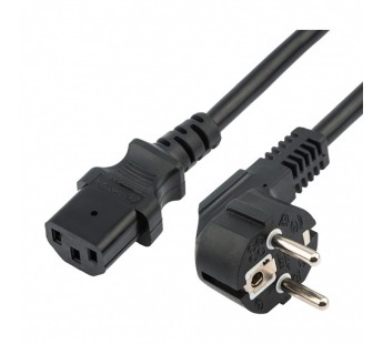 Шнур сетевой для компьютера, евровилка угловая - евроразъем С13 кабель 3x0,75 мм² 3,0м "Rexant"#2114978