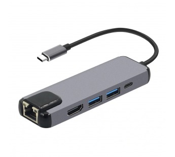 Хаб Type-C - BYL-2015 (HDMI, USB-C, USBx2, Ethernet) (gray) (127302)#1644609