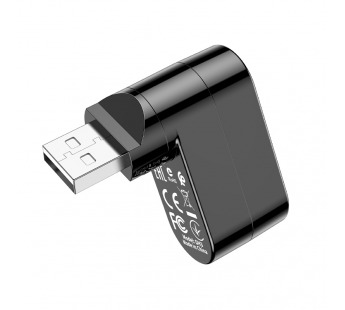 Хаб USB Borofone DH3 three-port USB splitter (black)(133874)#1644614