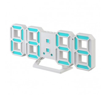 Часы-будильник Perfeo LED "LUMINOUS 2", белый корпус / синяя подсветка (PF-6111) дата, температура#1652624