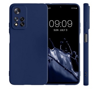 Жесткий силиконовый чехол с микрофиброй для Xiaomi Poco M4 Pro / Redmi Note 11 (синий)#1654318