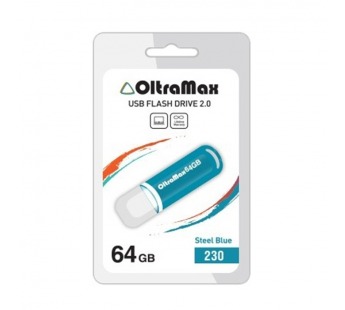 Флеш-накопитель USB 64GB OltraMax 230 стальной синий#1655975