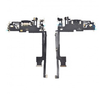 Шлейф для iPhone 12 Pro Max + разъем зарядки + микрофон (черный)#1800308
