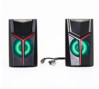Колонки Perfeo 2.0 "TRIAL", мощность 2х3 Вт, USB, чёрн, Game Design, LED подсветка 7 цв#1937299