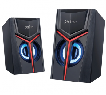 Колонки Perfeo 2.0 "TRIAL", мощность 2х3 Вт, USB, чёрн, Game Design, LED подсветка 7 цв#1937301