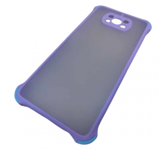                                 Чехол силикон-пластик Xiaomi Poco X3 прозрачный с защитой по краям сиреневый/голубой*#2065437