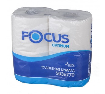 Туалетная бумага 2сл (4 рул) FOCUS Optimum в рулоне на втулке эконом 1/14уп#1680069