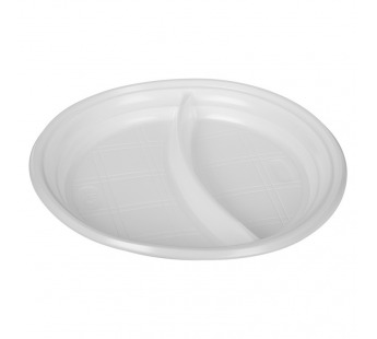 Тарелка пластиковая десертная D205мм (50шт) ПП прозрачная 2-х секционная 1/50/2000шт#1668384