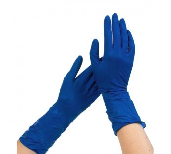 Перчатки латексные S (50шт) сверхпрочные синие без напыления 1/10уп #1678589