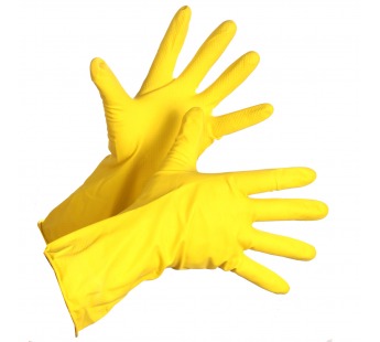 Перчатки латексные XL (1 пара) хозяйственные желтые с хлоп.напыл. 5 ЗВЕЗД AVIORA 1/12/120шт #1678603