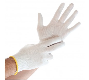 Перчатки рабочие (1 пара) нейлоновые белые ассорти без ПВХ 1/12/300шт#1678555