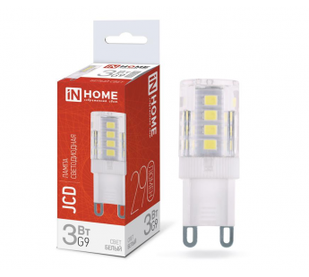 Лампа светодиодная LED-JCD 3Вт 230В G9 4000К 290Лм IN HOME, шт#1667537