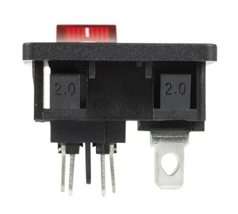 Выключатель клавишный 250 V 6 А (4с) ON-OFF красный с подсветкой и штекером C8 2PIN#2082177