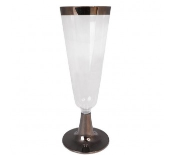 Фужер кристалл пластик 150мл (6шт) прозрачный для шампанского с серебр полосой Complement 1/24уп#1671242