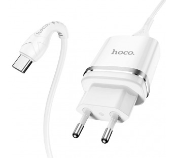 СЗУ HOCO N1 (1-USB/2.4A) + Type-C кабель (1м) (белый)#1669475