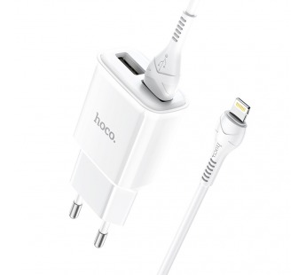 СЗУ HOCO C88A Star round (2-USB/2.4A) + Lightning кабель (1м) (белый)#1669520