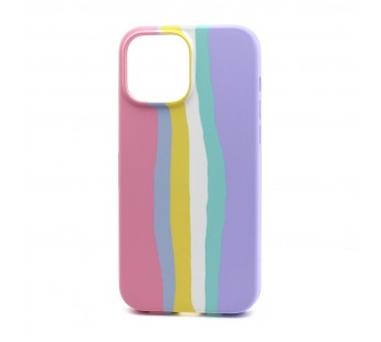 Чехол-накладка Silicone Case с лого для Apple iPhone 13/6.1 (полная защита) (Rainbow002) розово сирене#1725216