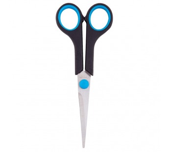 Ножницы 17см (1шт) черные с синим ручки, ПВХ чехол с европодвесом OfficeSpace 1/24шт#1678970