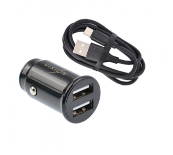 АЗУ VIXION U21c (2-USB/2.4A) + Type-C кабель кабель 1м короткий блок (черный)#1675975