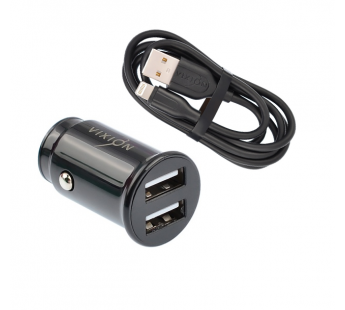 АЗУ VIXION U21i (2-USB/2.4A) + Lightning кабель кабель 1м короткий блок (черный)#1675979