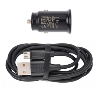 АЗУ VIXION U21m (2-USB/2.4A) + micro USB кабель 1м короткий блок (черный)#1675981