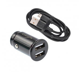 АЗУ VIXION U21m (2-USB/2.4A) + micro USB кабель 1м короткий блок (черный)#1675984