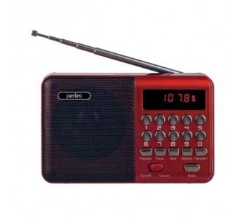 Радиоприемник Perfeo цифровой PALM FM+ 87.5-108МГц/ MP3/ питание USB или 18650/ красный (i90-Red)#1685101