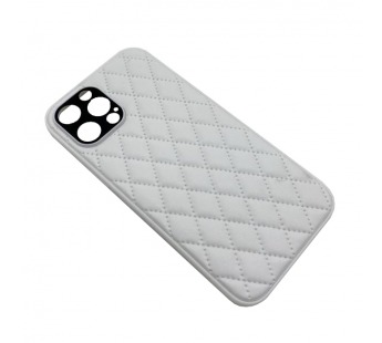 Чехол iPhone 12 Pro Max Кожа Premium Ромб Белый#1680422