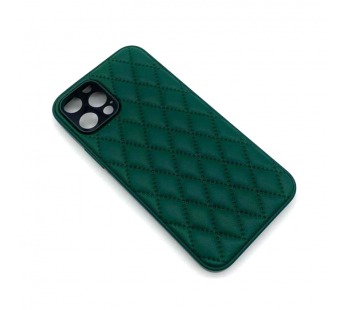 Чехол iPhone 12 Pro Кожа Premium Ромб Зеленый#1680433
