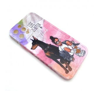 Чехол iPhone 12 Pro Силикон Print (Girl and Dog) Colorful#1680476