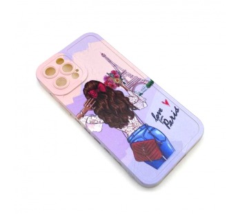 Чехол iPhone 12 Pro Силикон Print (Girl and Eiffel Tower) Colorful#1680477