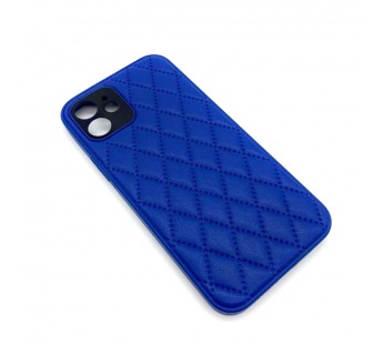 Чехол-накладка для Apple iPhone 12 Кожа Premium Ромб Синий#1680409