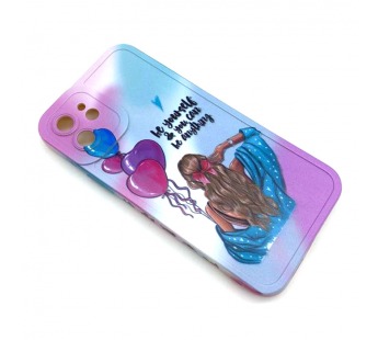 Чехол iPhone 12 Силикон Print (Girl and Balloons) Colorful#1680462