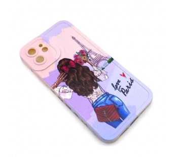 Чехол iPhone 12 Силикон Print (Girl and Eiffel Tower) Colorful#1680458