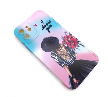 Чехол iPhone 12 Силикон Print (Girl in Hat) Colorful#1680457