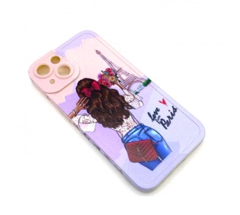 Чехол iPhone 13 Силикон Print (Girl and Eiffel Tower) Colorful#1680452
