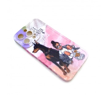 Чехол iPhone 13 Pro Силикон Print (Girl and Dog) Colorful#1680445