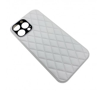 Чехол iPhone 13 Pro Max Кожа Premium Ромб Белый#1680399