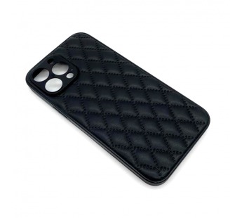 Чехол iPhone 13 Pro Max Кожа Premium Ромб Черный#1680398