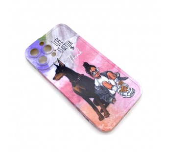 Чехол iPhone 13 Pro Max Силикон Print (Girl and Dog) Colorful#1680439