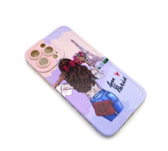 Чехол iPhone 13 Pro Max Силикон Print (Girl and Eiffel Tower) Colorful#1680438