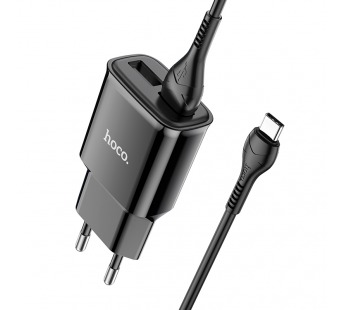 СЗУ HOCO C88A Star round (2-USB/2.4A) + Type-C кабель (1м) (черный)#1685870