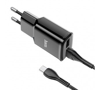 СЗУ HOCO C88A Star round (2-USB/2.4A) + Type-C кабель (1м) (черный)#1685871