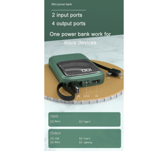 Внешний Аккумулятор (Power Bank) Proda PD-P71 10000 mAh (3A/USB 3.0QC/Type-C PD 18W/LCD/Кабель) Белый#1757462